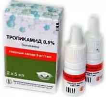 Leka "TROPICAMIDE" (kapi za oči): svojstva i upute o primjeni