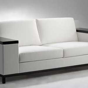 Sofa sa drvenim naslonima za ruke: dizajn prednosti