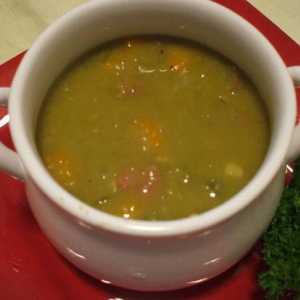 Kako kuhati graška juha sa suhim rebrima, meso ili kobasice