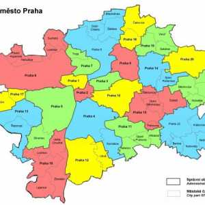 Pragu. Karta Praga i podijeljena na okruge.